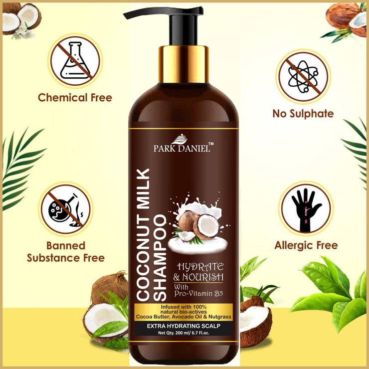 Park Daniel Natural Coconut Shampoo-For Hair Nourishment and Hair Growth(200 ml)